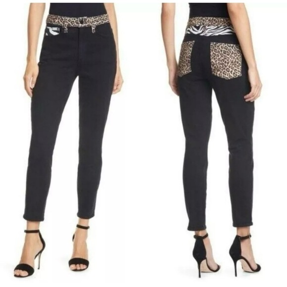 Alice + Olivia Queen of The Night High Rise Animal Print Skinny Jeans Size 30 - Picture 1 of 15